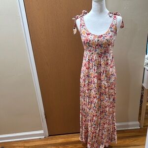 Pink and Orange Sleeveless Scoop Neck Sundress